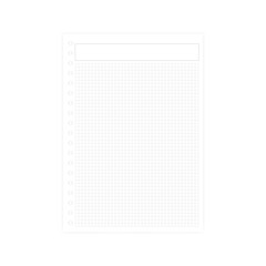 Sheet of hole punched A4 squared paper with header mockup
