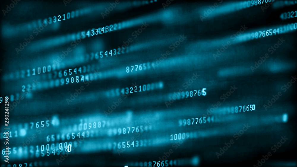 Fototapete Digital background matrix. Binary computer code. Hacker concept. 3d rendering