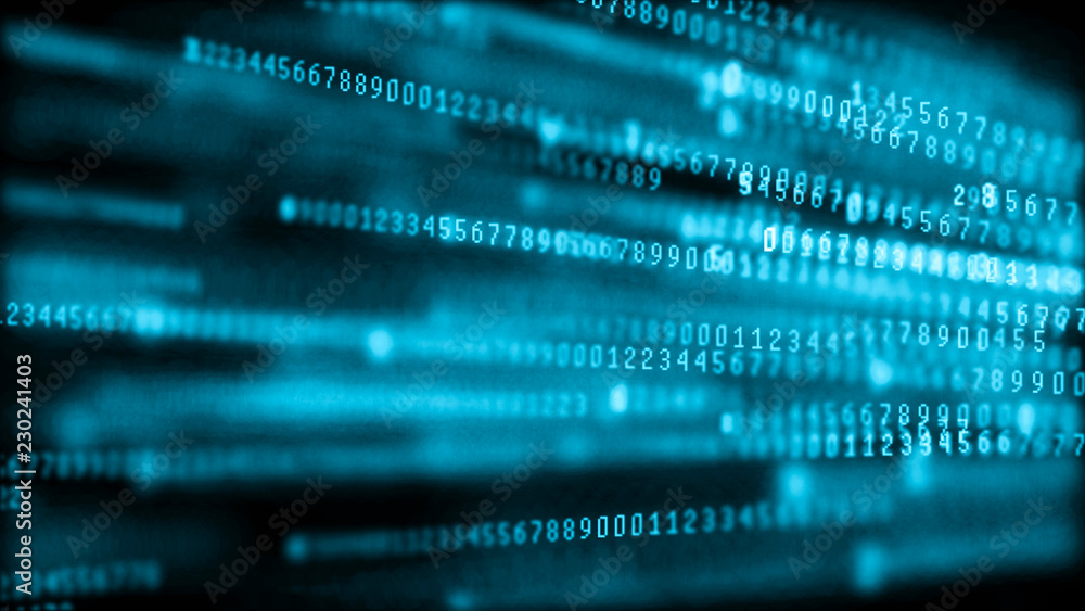 Fototapete Digital background matrix. Binary computer code. Hacker concept. 3d rendering