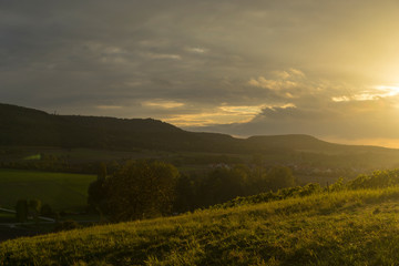 Obraz premium Weinberge im Abt-Degen-Weintal bei Oberschwappach im Steigerwald, Gemeinde Knetzgau, Landkreis Hassberge, Unterfranken, Franken, Bayern, Deutschland