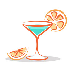 Martini Cocktail Cartoon Style Isolated on White