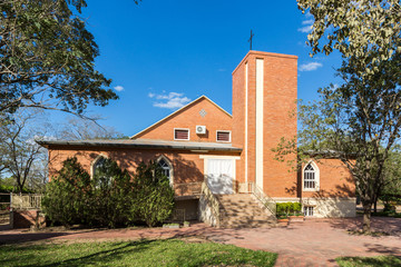 Mennonite Church in Filadelfia, Boquerón Department, Gran Chaco, Paraguay - obrazy, fototapety, plakaty