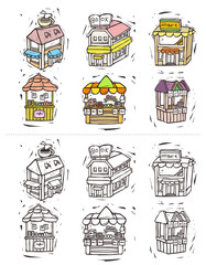 Naklejka premium Variation of colorful objects displayed in a row against white background
