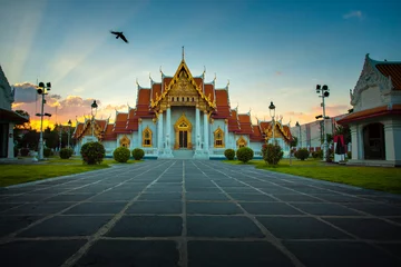 Poster wat benchamabophit ,marble temple one of most popular traveling destination in bangkok thailand © stockphoto mania