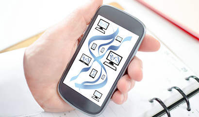 Network communication concept on a smartphone