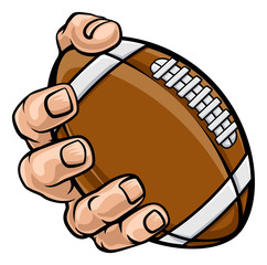 A strong hand holding an American football ball. Sports graphic © Christos Georghiou