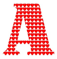 Uppercase letter A with a red heart pattern - 230245416