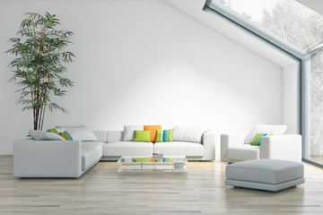 large luxury modern bright interiors Living room illustration 3D rendering computer digitally generated image