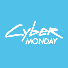 Cyber Monday hand drawn lettering text design. Creative typography for discount shopping, commerce, promotion and advertising. Vector illustration.