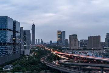 Obraz premium Modern city highway and office building