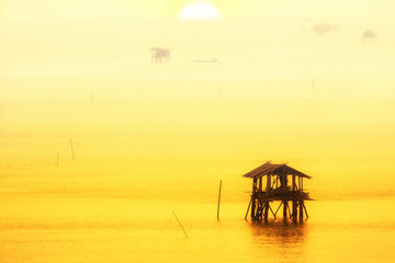 sunrise at Bang Ta Boon bay in the Thailand.