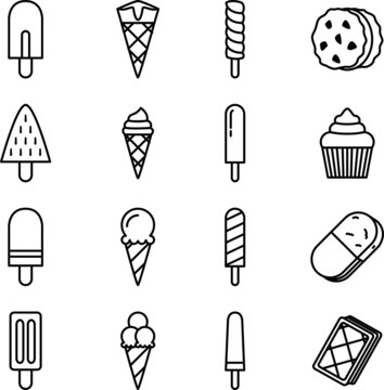 Set icone gelati estate