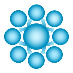 Blue business infographics with circular arrows. Vector 3D graphic illustration.