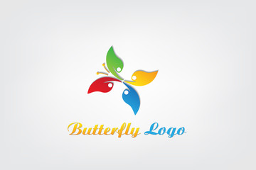Logo people butterfly shape colorful design