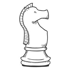 Vector Single Sketch Illustration - Knight Chess Figure