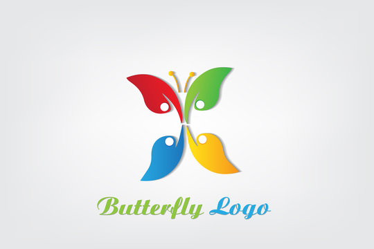 People butterfly shape logo colorful design 