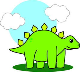 Illustrazione dinosauro cartoon, Stegosauro felice