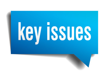 key issues blue 3d speech bubble