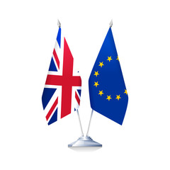 Fototapeta premium Brexit concept. Flags of Great Britain and European Union isolated on white background. Vector illustration