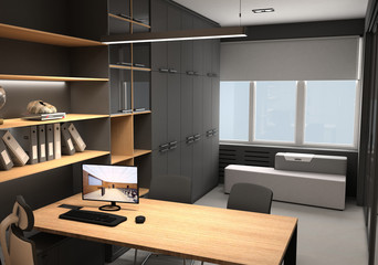 interior, exhibition hall, 3D illustration
