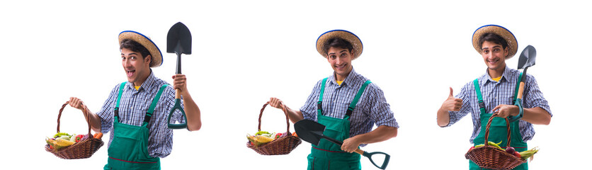 Young farmer isolated on the white background