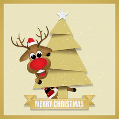 Merry Christmas with cute reindeer.