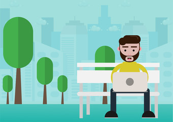 flat design freelance man