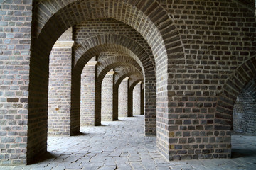 The large Roman amphitheater built on the old foundations of the original theater