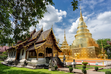 Fototapeta premium Old wooden sanctuary of Wat Phra Sing Ancient Temple of Chiangmai, Thailand