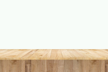 wood table display product on white background