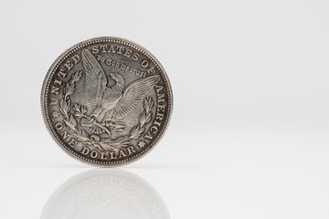 American metal coins on a white background.