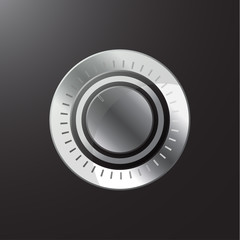 Manual control knob metal, volume settings, sound control. Vector illustration.