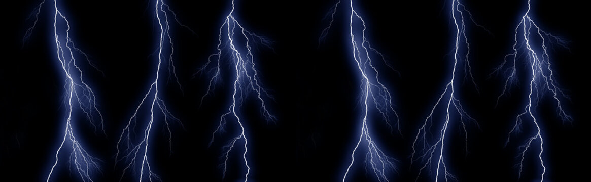 Some different lightning bolts isolated on black