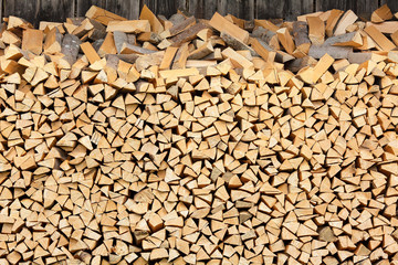 Pile of fiire wood, rural vintage background