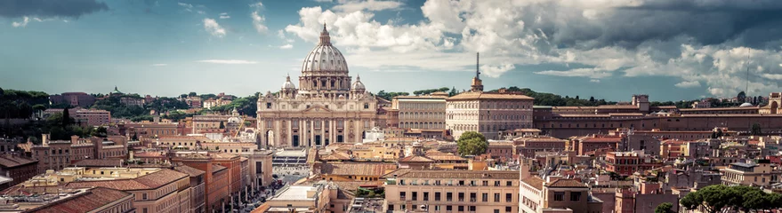 Foto auf Glas Panorama von Rom, Italien. Blick auf die Vatikanstadt, Stadtlandschaft von Roma. © scaliger