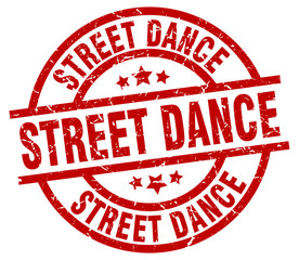 street dance round red grunge stamp