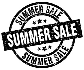 summer sale round grunge black stamp