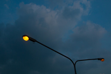 street lamp at night with sky