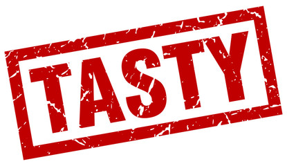 square grunge red tasty stamp