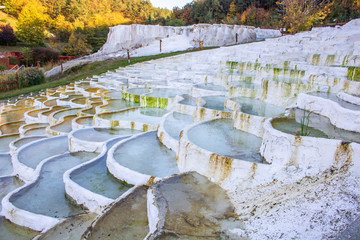 Thermal water in Egerszalok. The limestone hill. Mineral natural terraced basins - 230258033