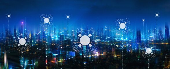 Obraz premium Wireless network and connection city