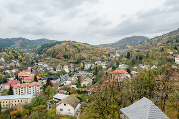 Urban landscape from the Slovakian mountains - autumn cityscape