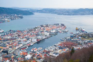 Naklejka premium Bergen, Norway, from above