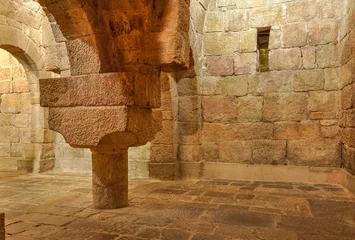 Tissu par mètre Monument Crypt, Monastery of San Salvador of Leyre in Navarre, Spain, Way of Saint James