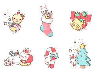 Variation of colorful objects displayed in a row against white background