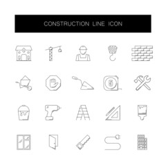 Line icons set. Construction pack. Vector illustration