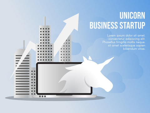 Unicorn business startup concept illustration vector design template