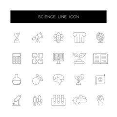 Line icons set. Science pack. Vector illustration