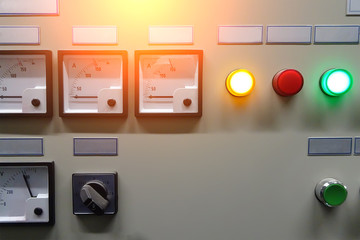 Control panel in transformer substation. Toning.