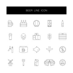 Line icons set. Beer pack. Vector illustration